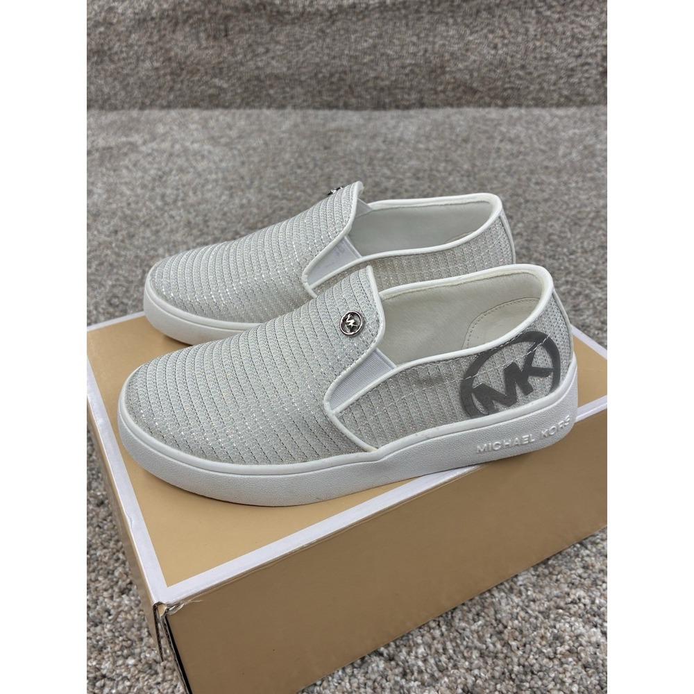 New Michael Kors. Size 11 Kids White Silver JEM RACHEL Slip-on